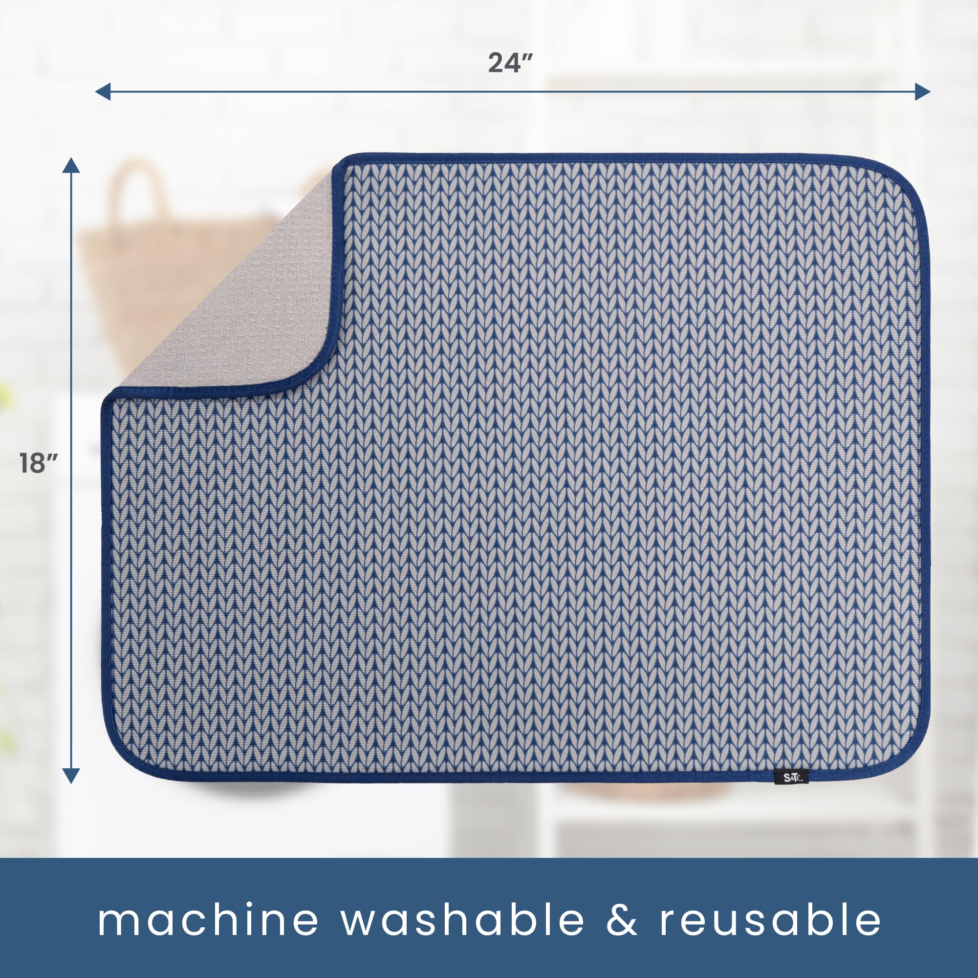 S&T INC blue drying mat is machine washable for easy reuse