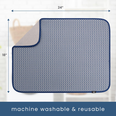 S&T INC blue drying mat is machine washable for easy reuse