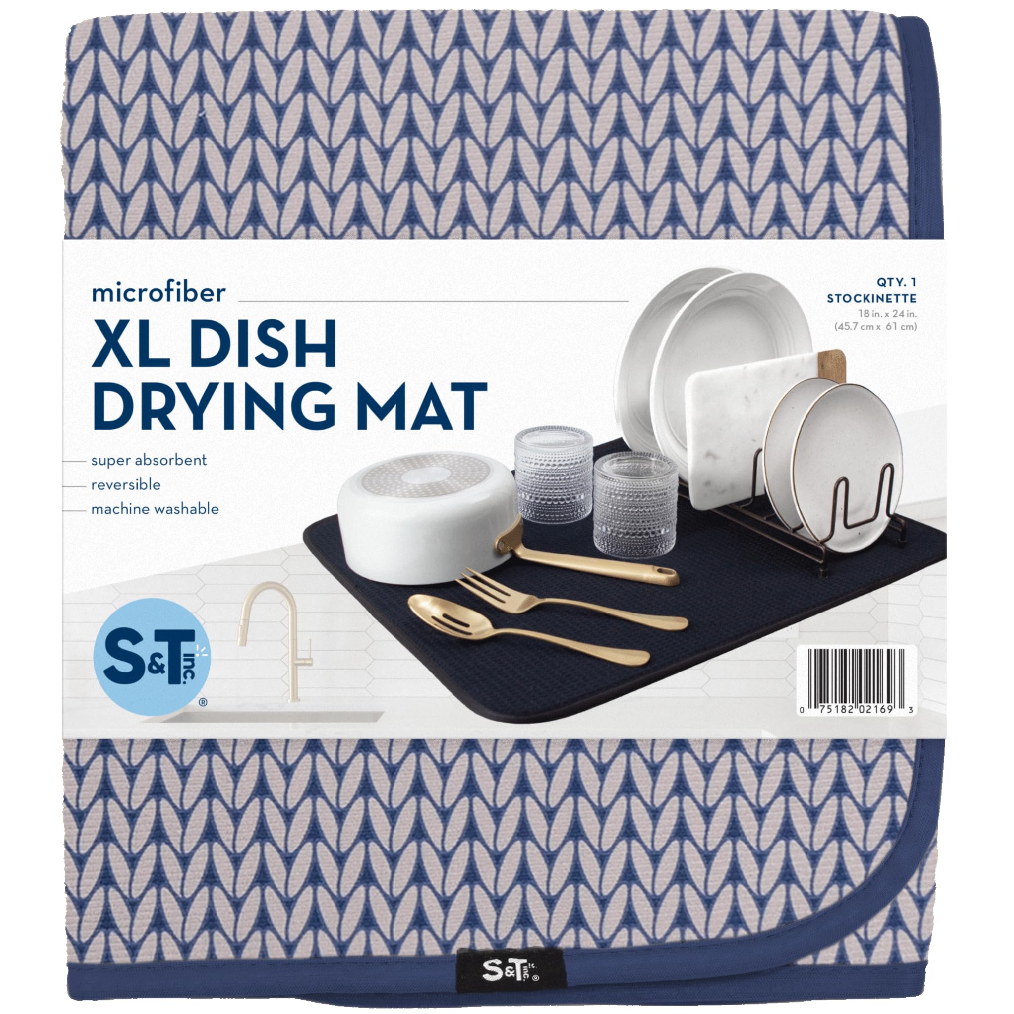 S&T INC XL blue mat provides a soft surface for delicate dinnerware