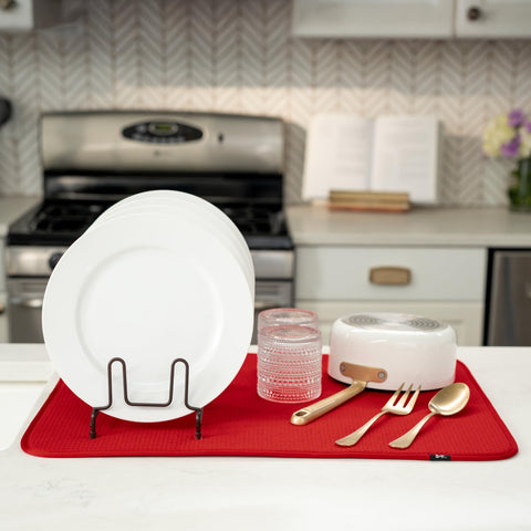 S&T INC. Dish Drying Mat XL cushions delicate dishes and glassware for air-drying
