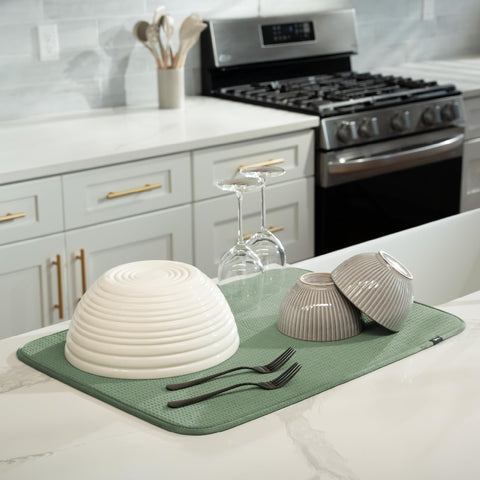 Sandt Inc Dish Drying Mat XL cushions delicate dishes and glassware.