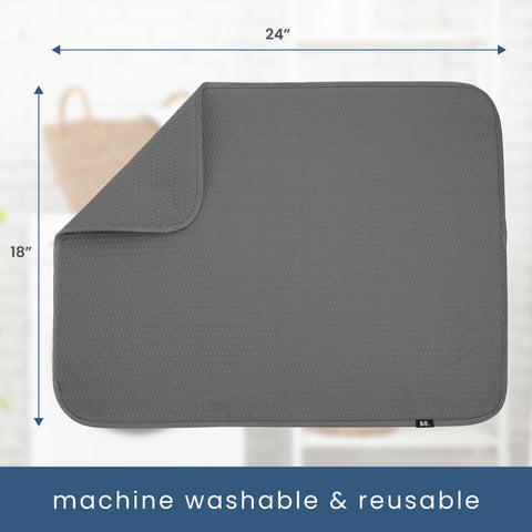 S&T INC. Dish Drying Mat XL measures 18 by 24 inches for large counter space