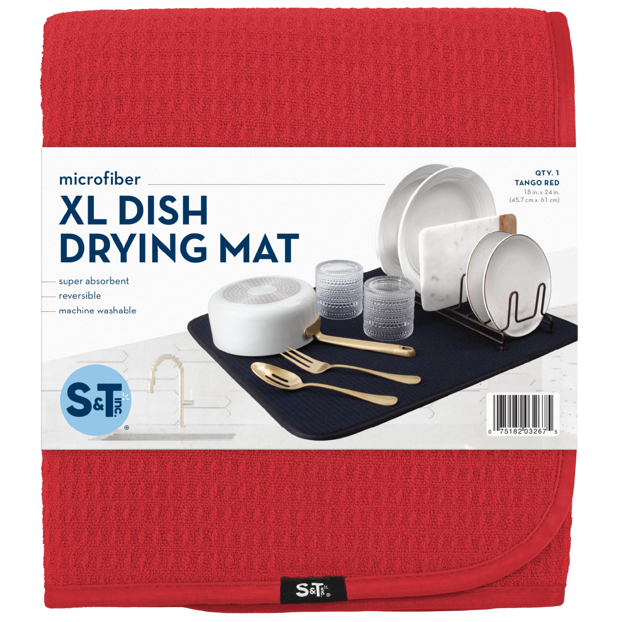 S&T INC. Dish Drying Mat XL features durable construction resisting chips