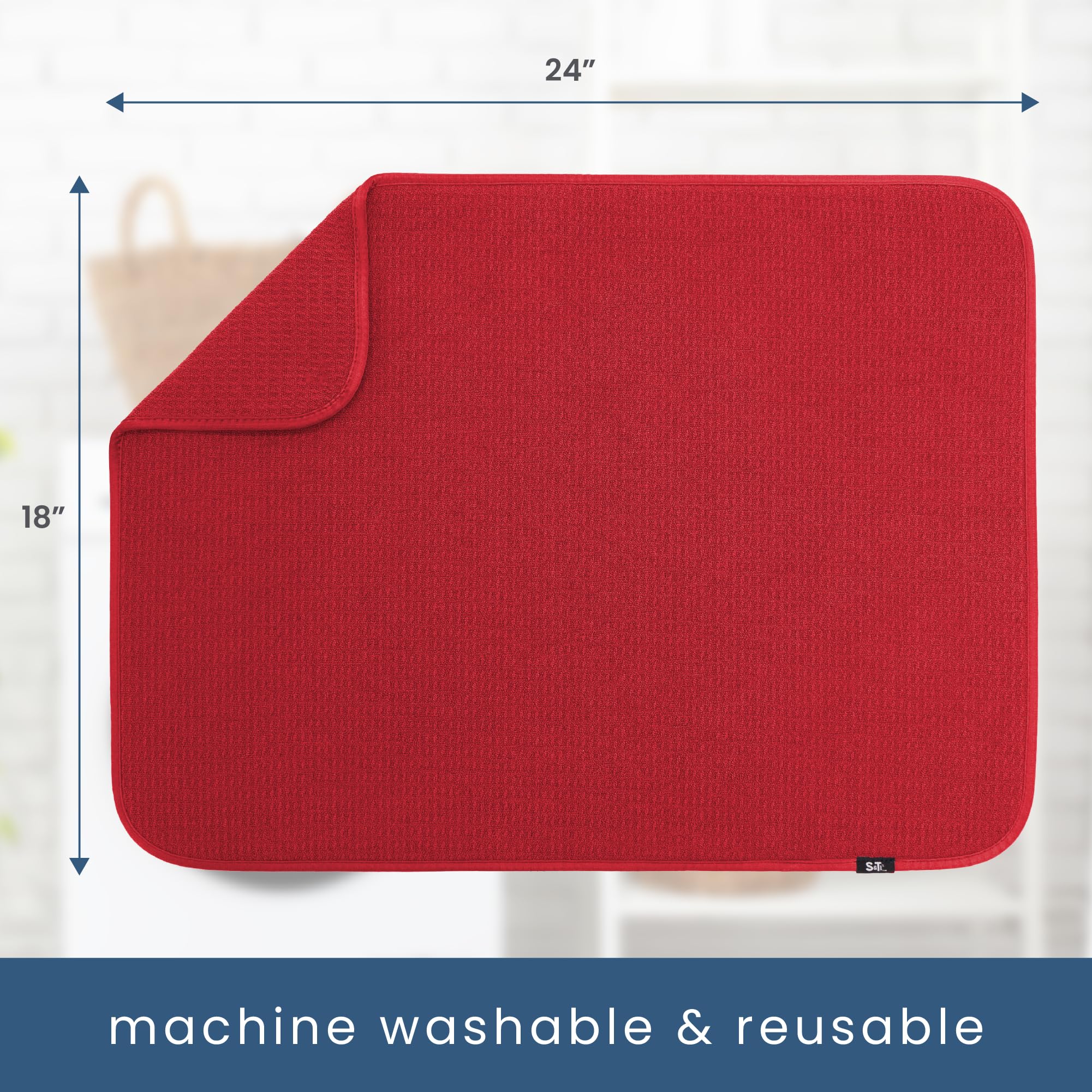 S&T INC. Dish Drying Mat XL protects countertops from scratches and scuffs
