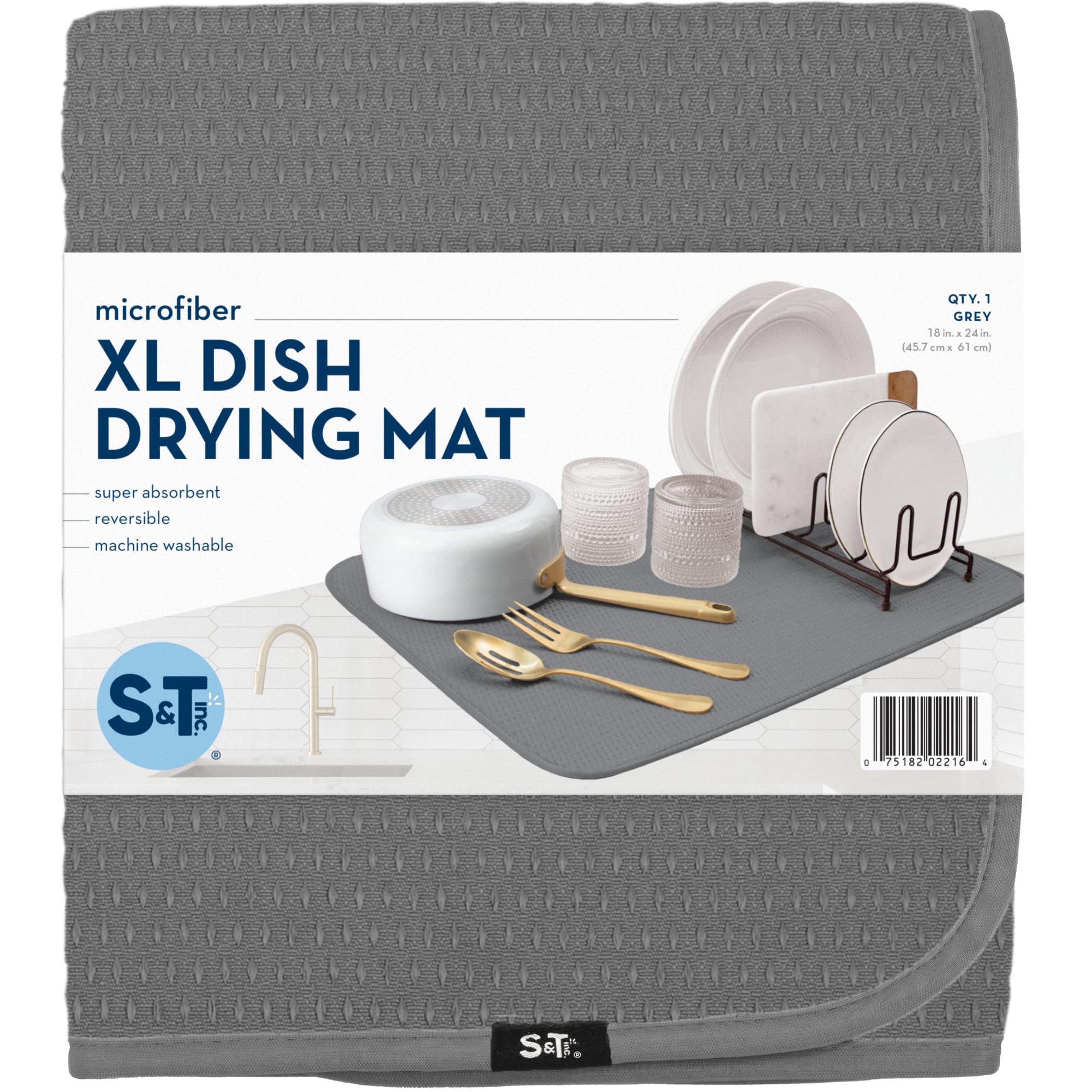 S&T INC. Dish Drying Mat XL stored rolled for compact kitchen organization