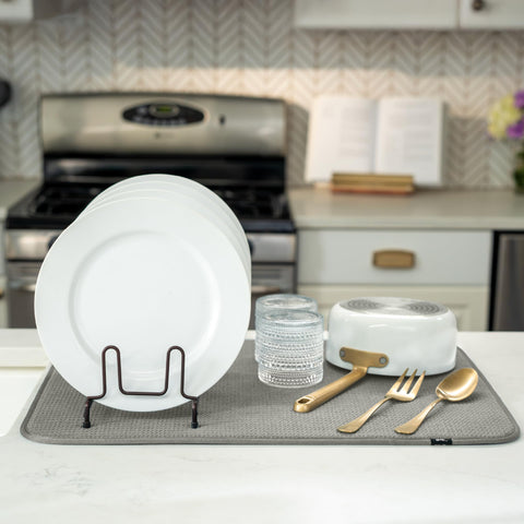 S&T INC. drying mat protects counters when used under a drying rack.