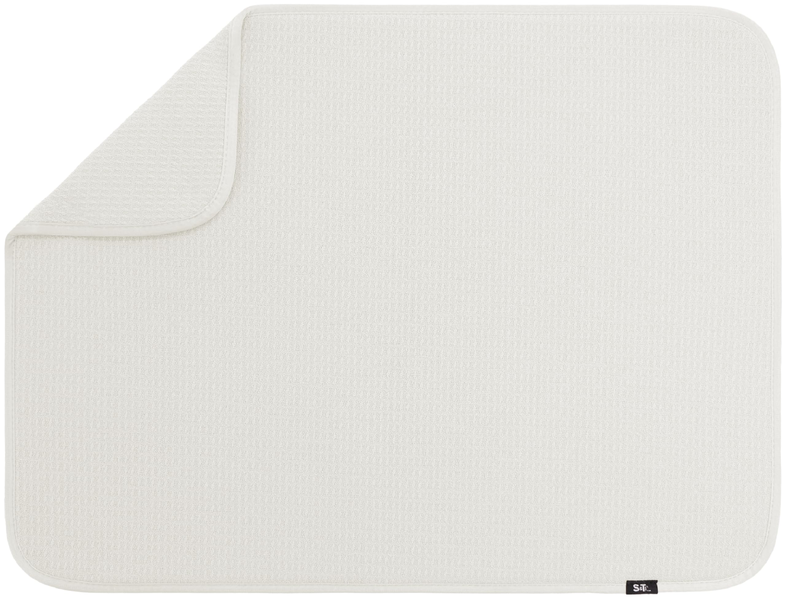 S&T INC. dish drying mat XL in cream keeps countertops dry and organized.