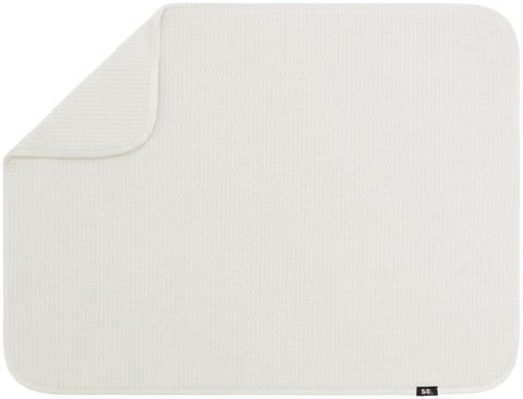 S&T INC. dish drying mat XL in cream keeps countertops dry and organized.