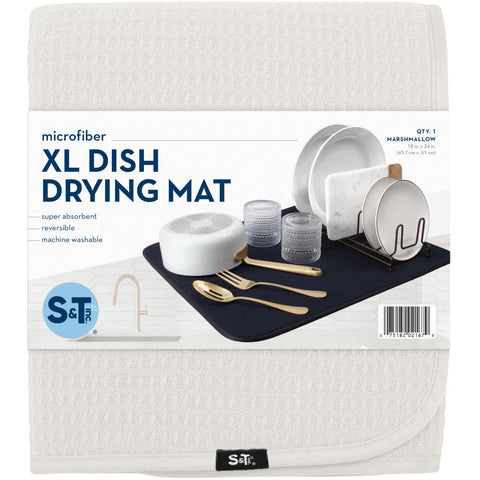 S&T INC. storage-friendly cream drying mat fits compact spaces.