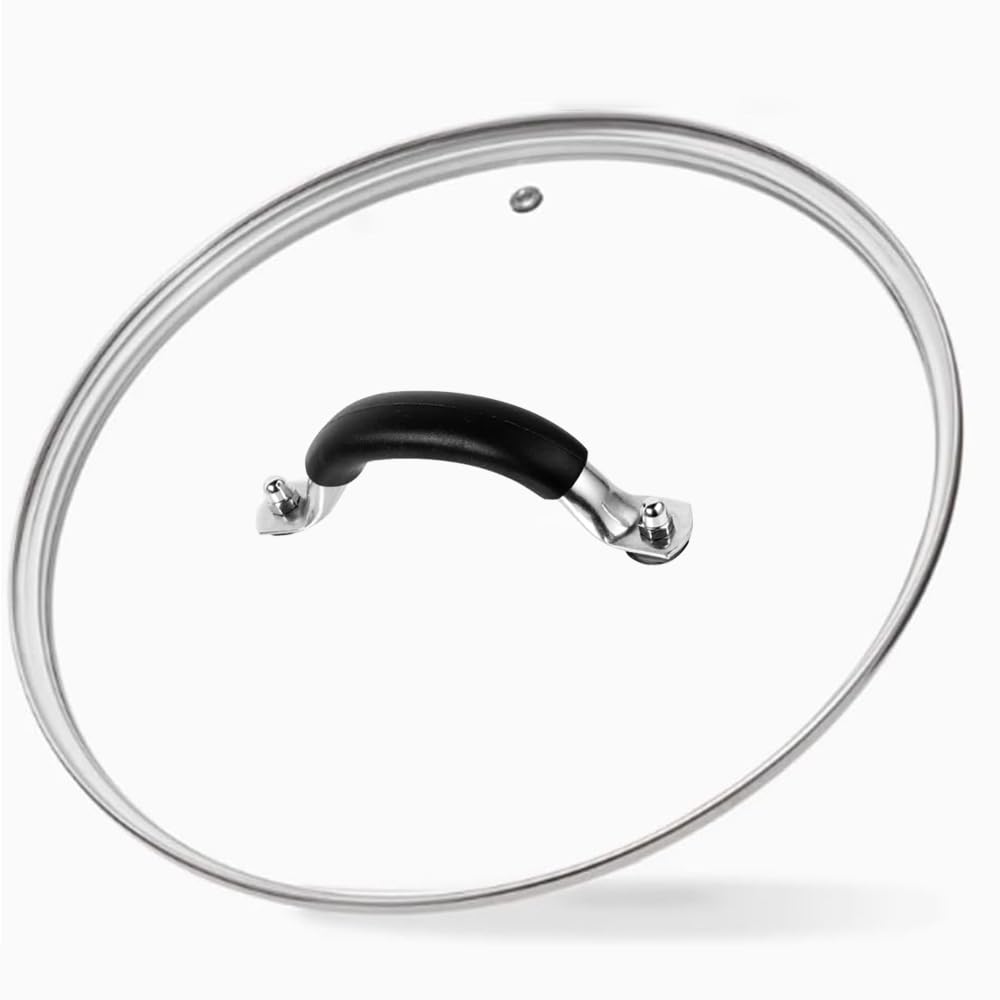 SANEMBER 12-inch tempered glass lid fits Lodge skillets for precise heat control.