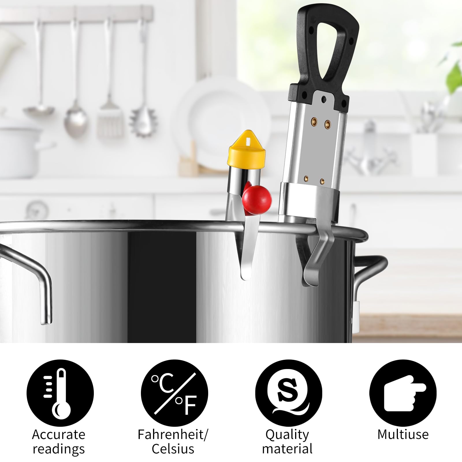 Sanfilix stainless-steel thermometer with 6 zones supports candy, frying, and jams.