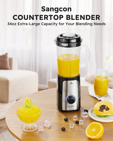 Sangcon 34oz pitcher cup with strainer and lid for smooth blends.