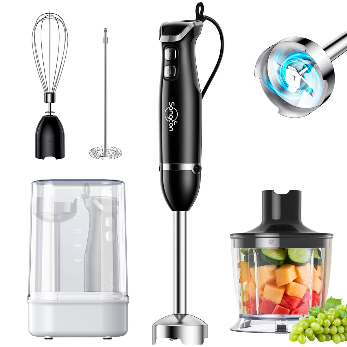 Sangcon 6-in-1 immersion blender handheld for smooth soups and sauces.