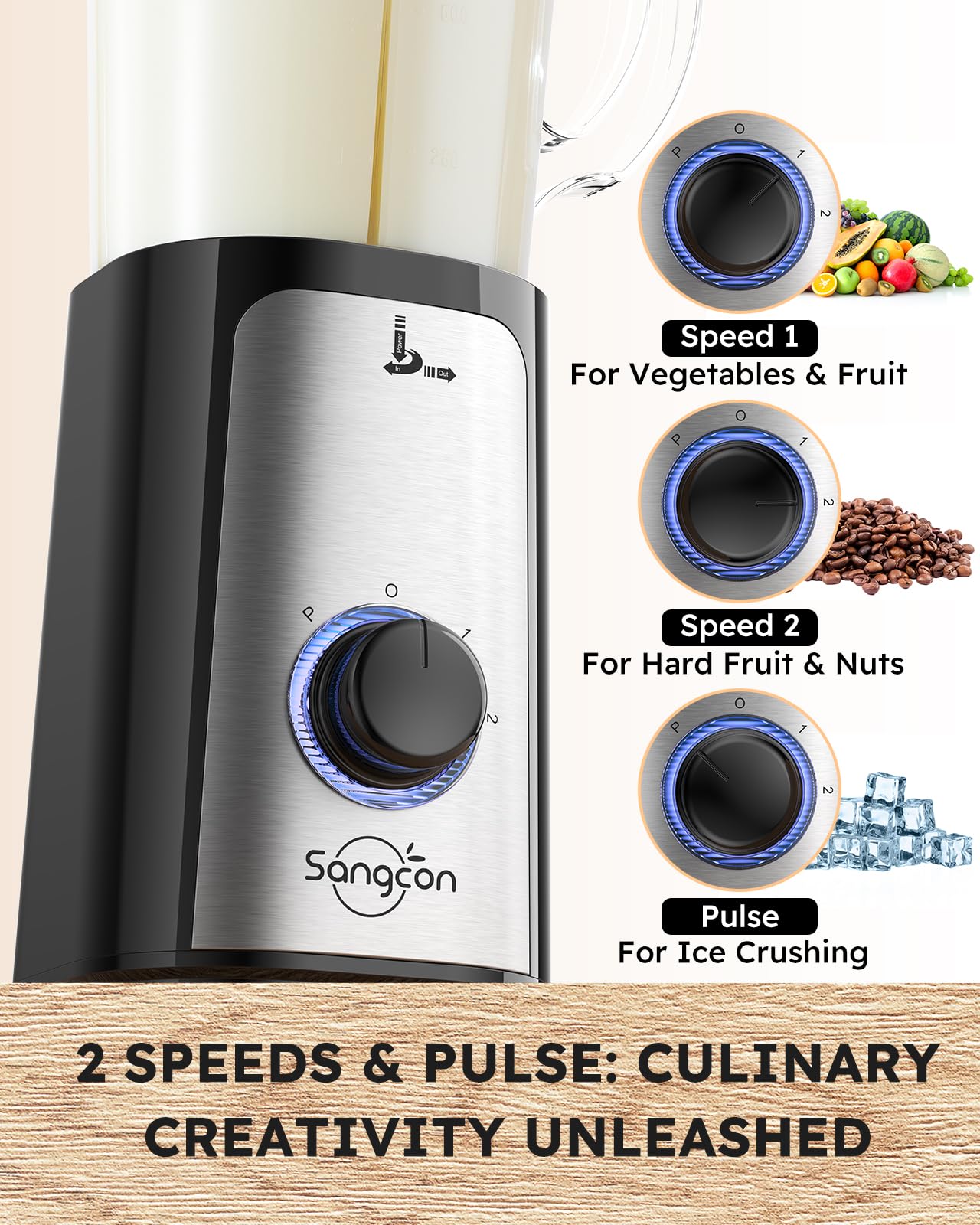 Sangcon flat blade for precise blending and mixing textures.