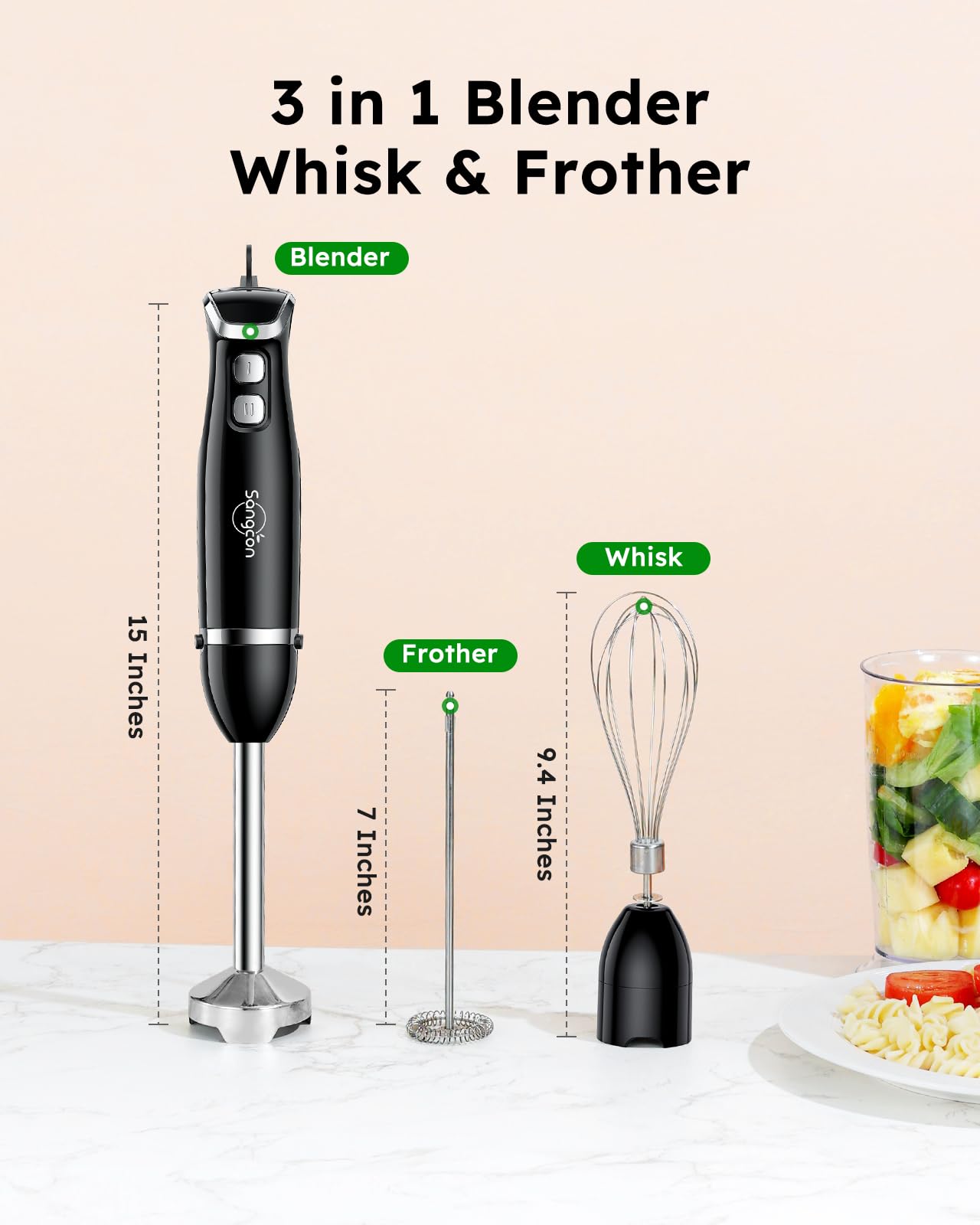 Sangcon ergonomic handle provides comfortable, stable grip.