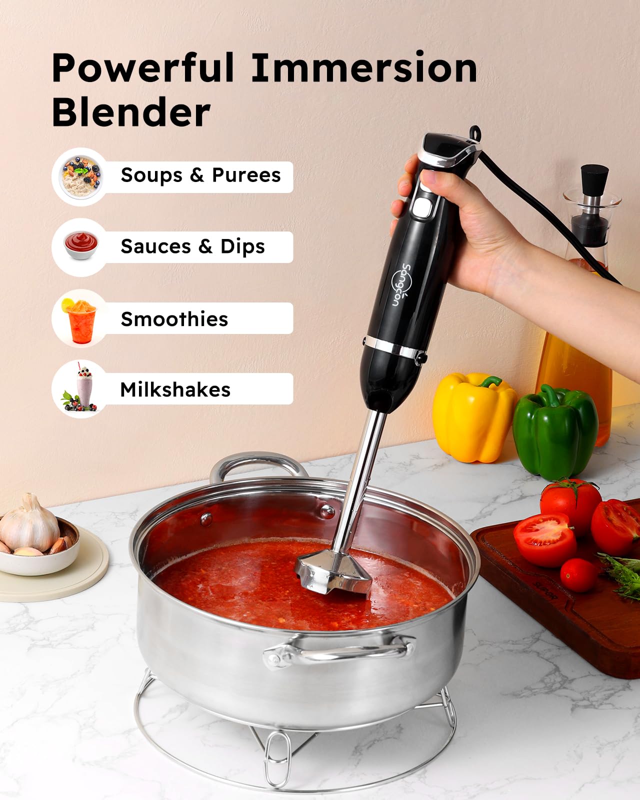 Sangcon whisk attachment ready to whip eggs and batters.