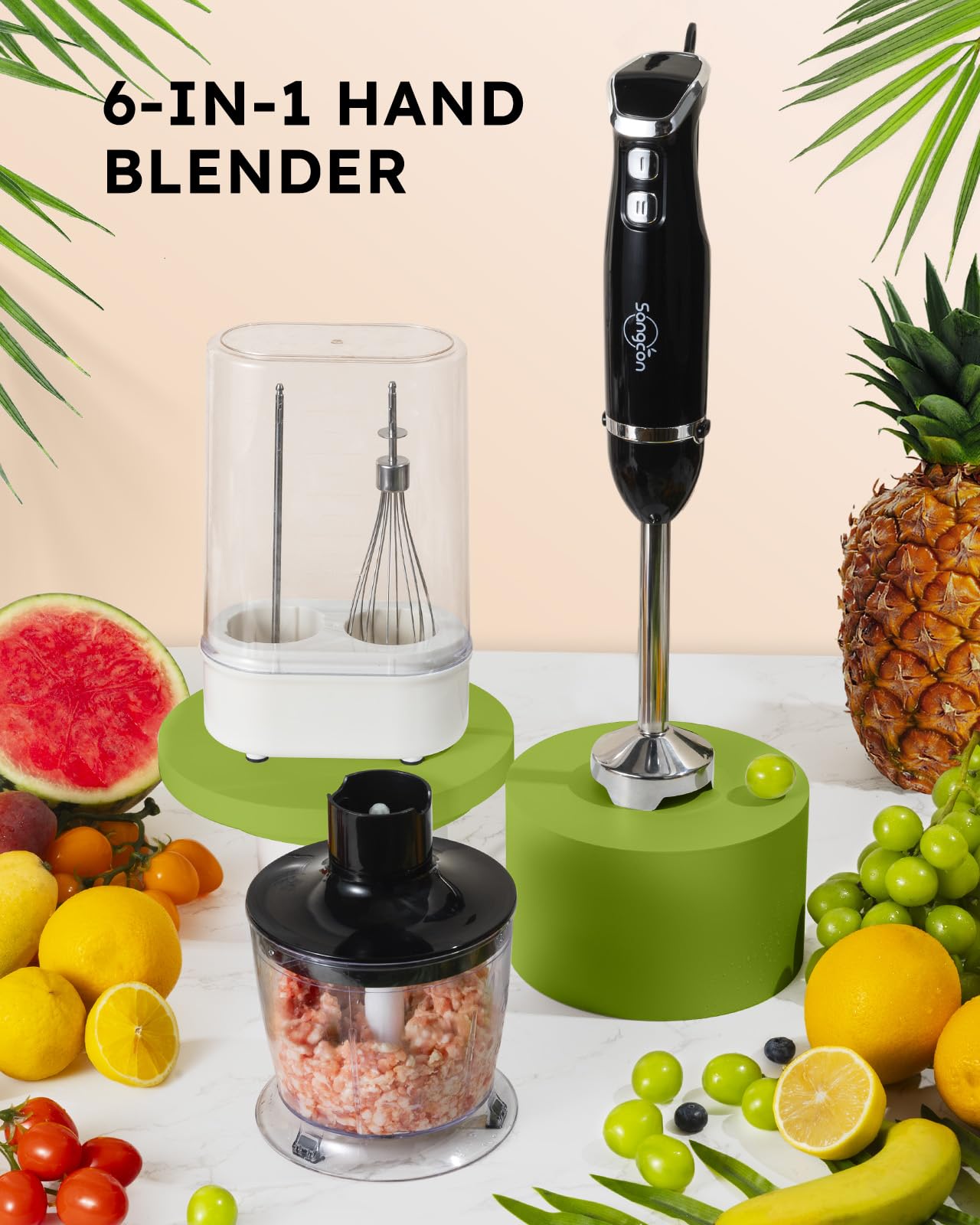 Sangcon stainless steel blending arm delivers consistent blends.