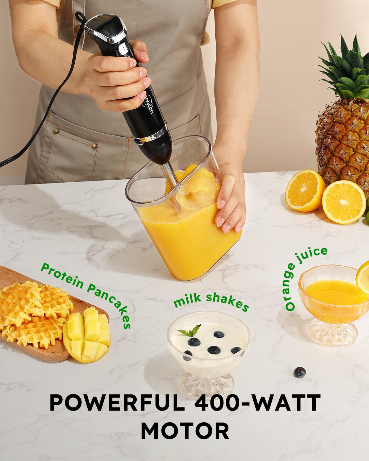 Sangcon whisk attachment for emulsions and light mixing.