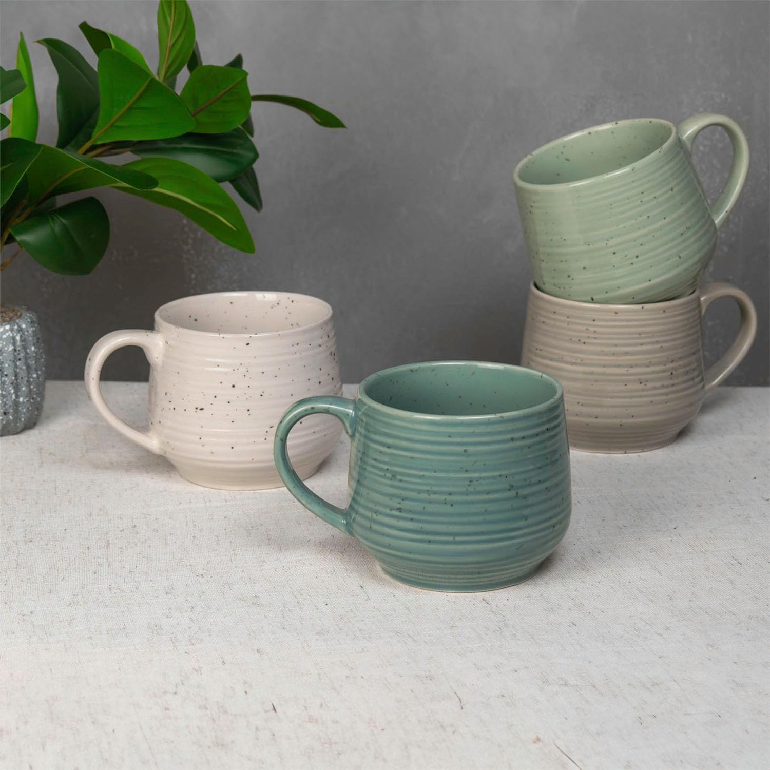 Sango Siterra mugs: microwave and dishwasher safe for easy reheating