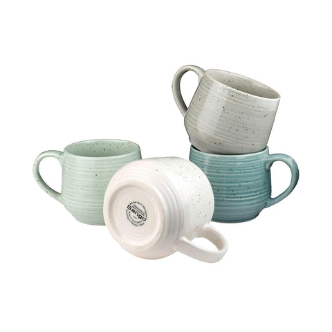 Sango Siterra Artist's Blend mug set with rustic design on table
