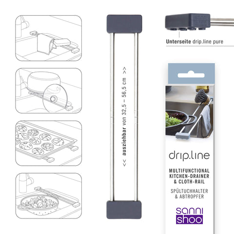 Sanni Shoo DripLine Pure brushed stainless steel frame for durability.