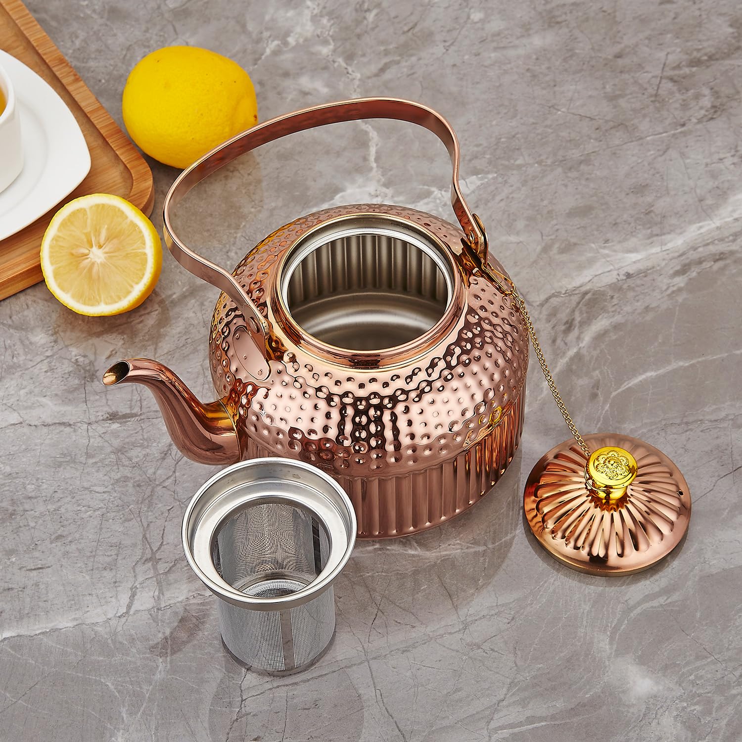 SANQIAHOME antique teapot 1.5l premium stainless steel construction.