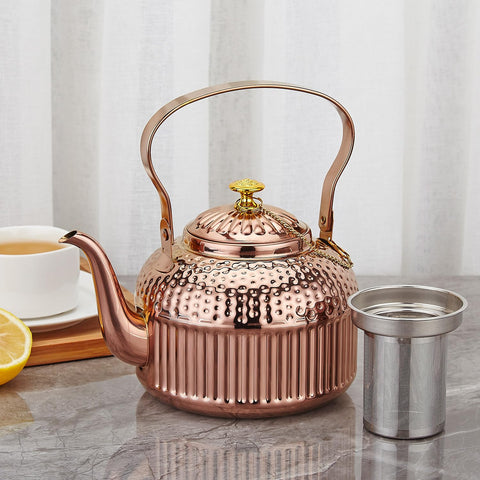 SANQIAHOME antique teapot 1.5l silver spout and handle for easy pouring.