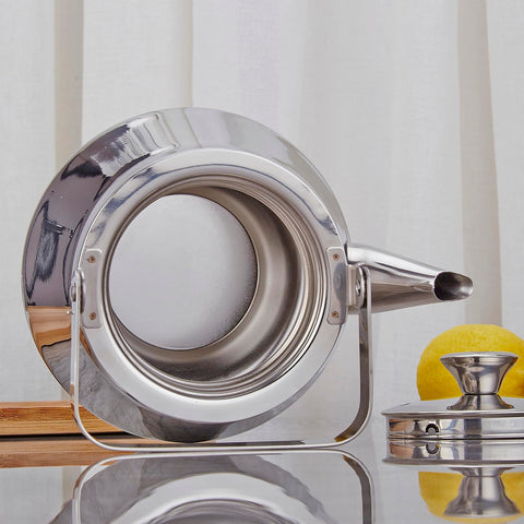 SANQIAHOME teapot on a gas stove for steady heating.
