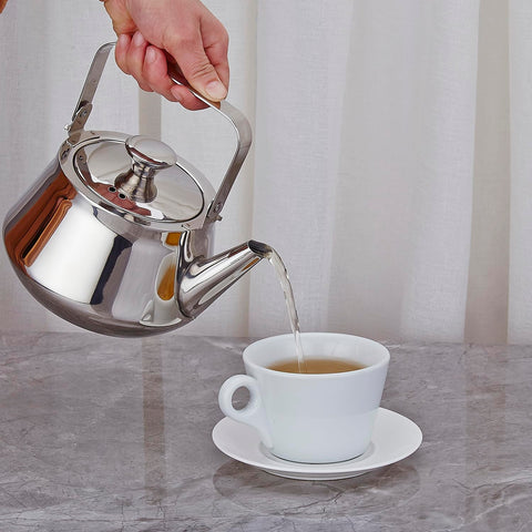 Wide-mouth SANQIAHOME teapot enables easy cleaning.