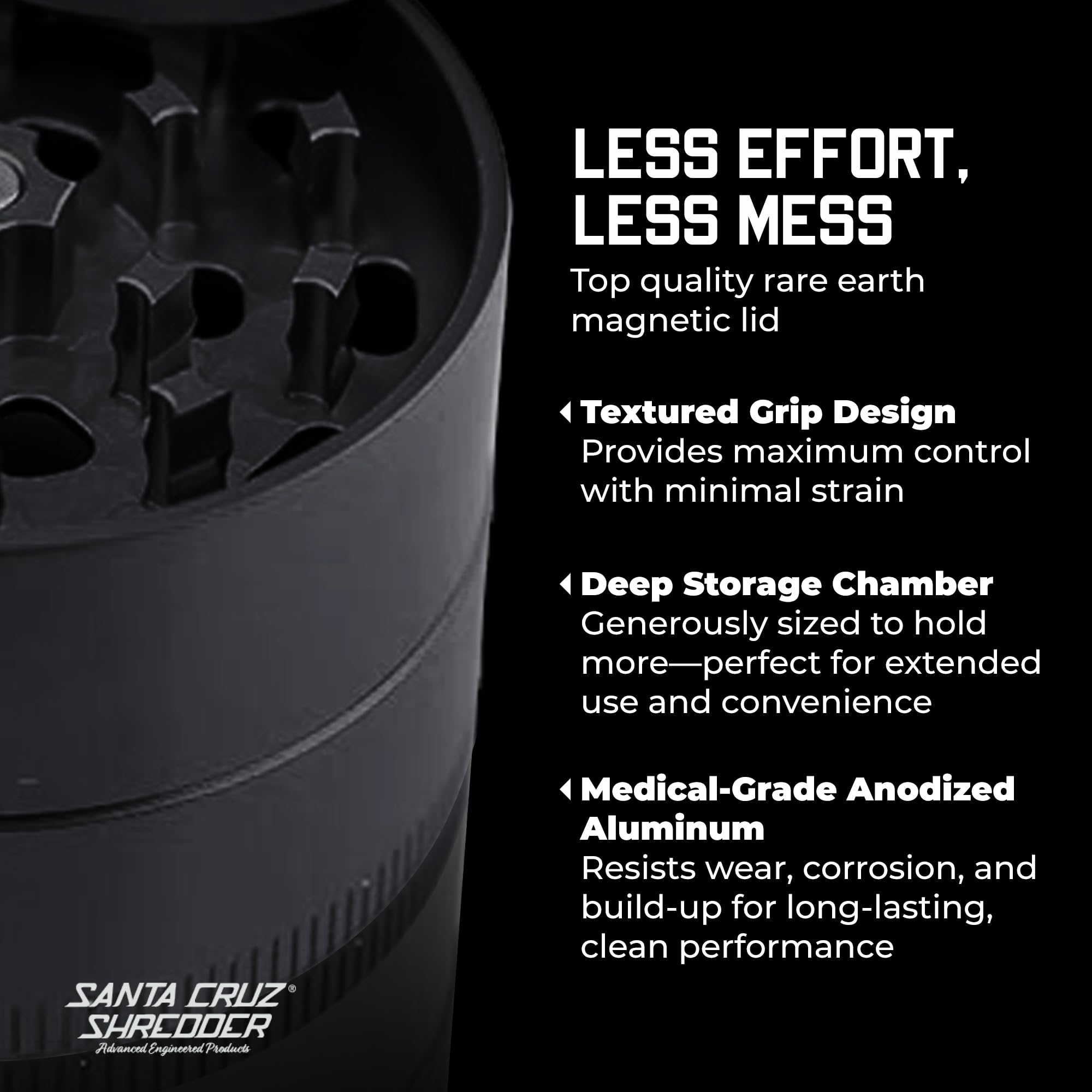 Santa Cruz Shredder magnetic lid creates an air-tight seal and prevents spills