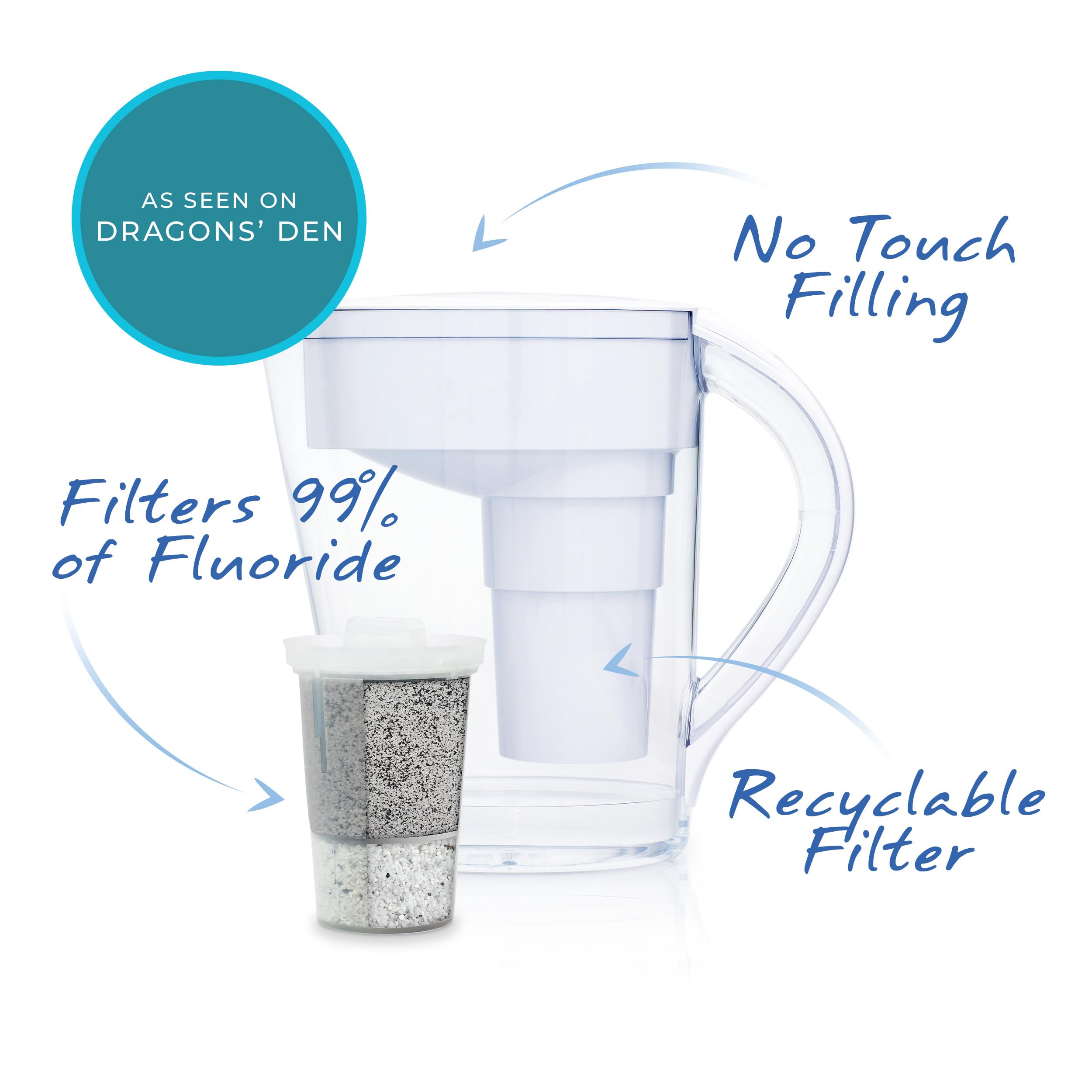 Santevia MINA mineralized water glass showing enriched minerals in every sip.