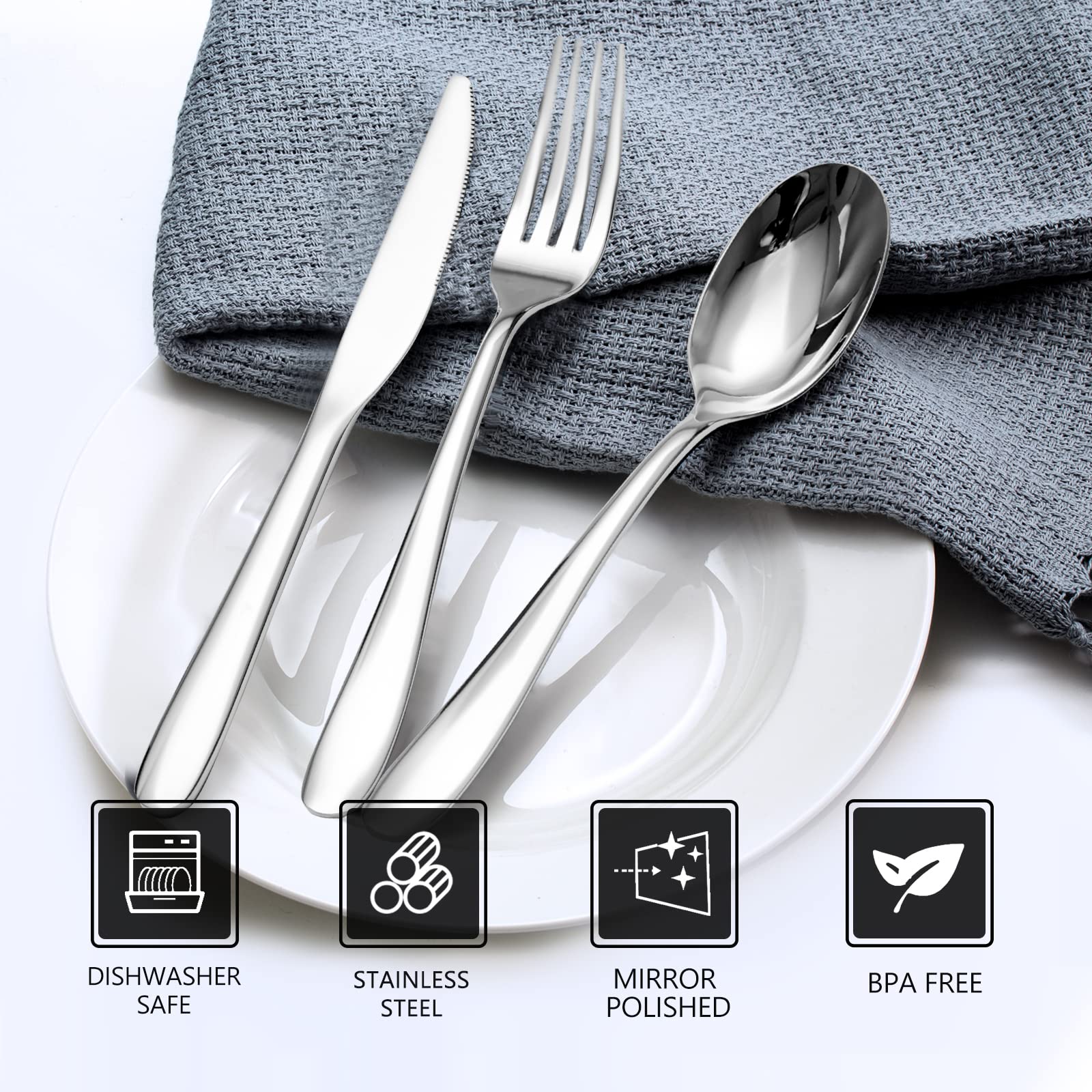 SANTUO spoon 7.3-inch size with rounded edge for comfortable soups.