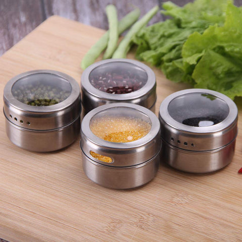 Sanvcomy spice pots with clear lids enable quick spice identification.