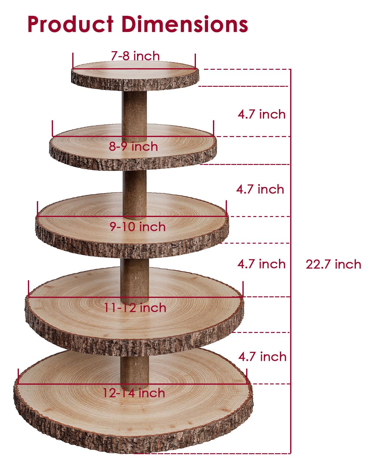 SANYOUNG wooden dessert stand assembled easily using rustic dowels.