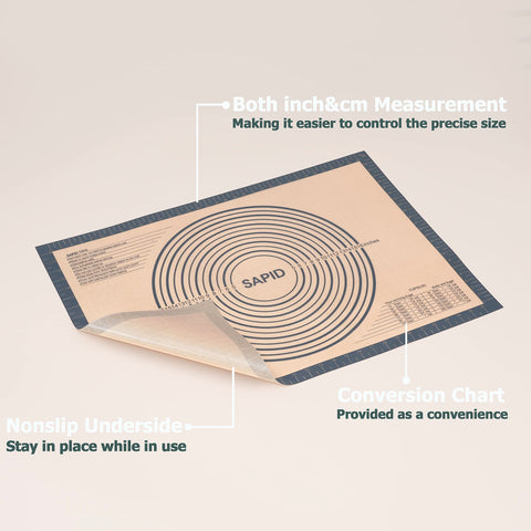 Sapid kneading mat features anti-slip bottom for secure countertop use.