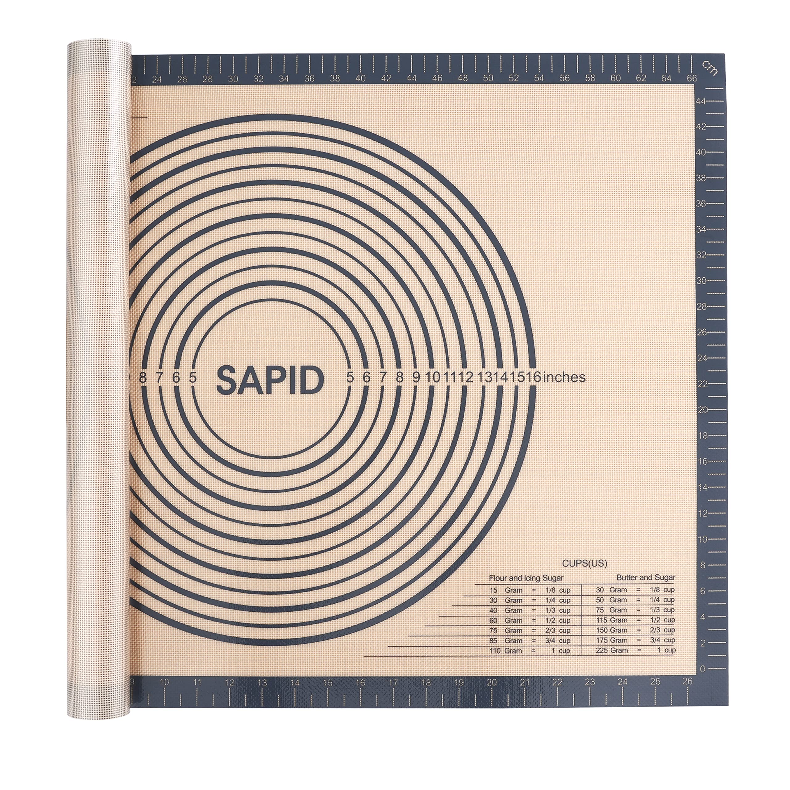 Sapid extra thick pastry mat 20x28in gray provides stable rolling surface.
