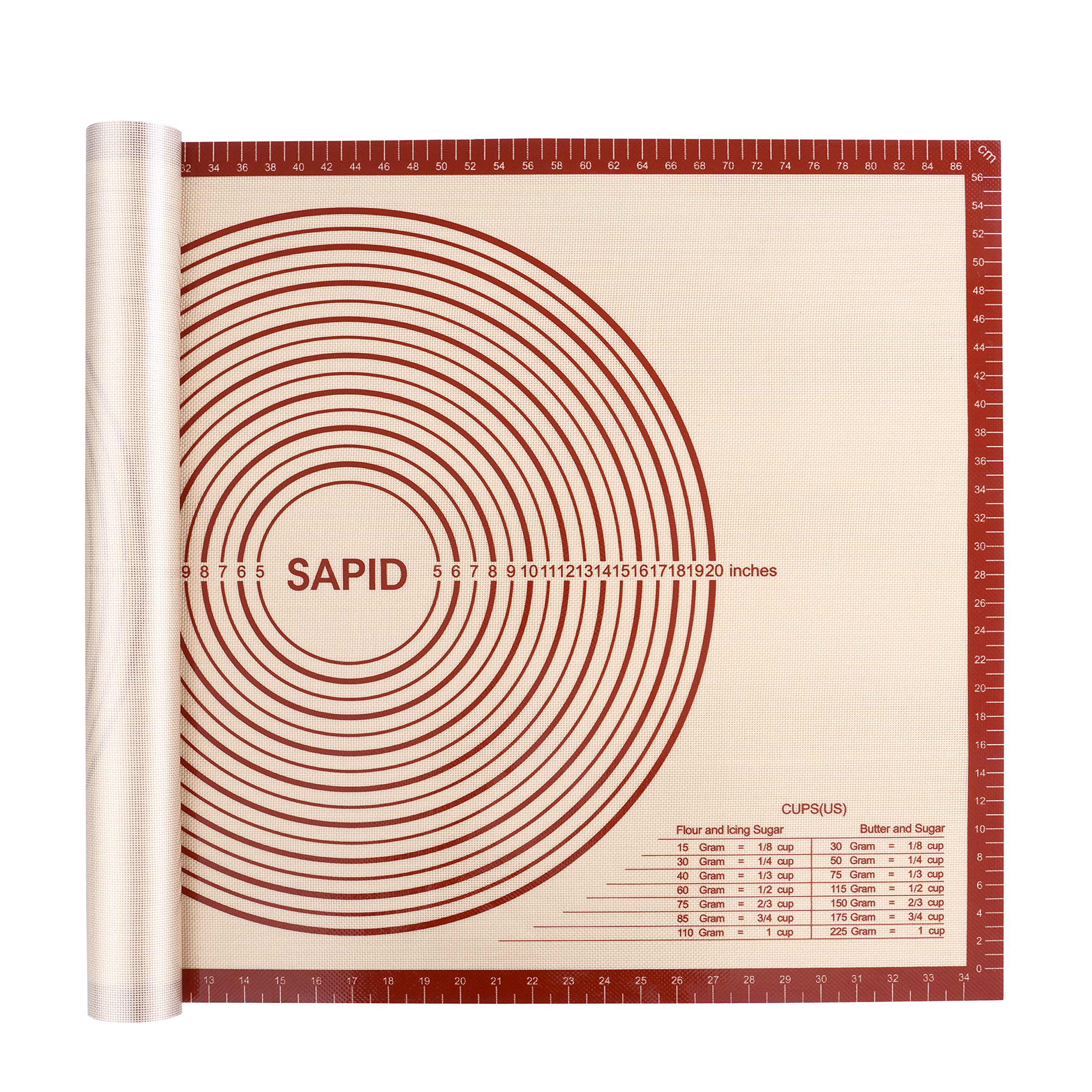 Sapid pastry mat top view with 24x36 red surface for easy rolling