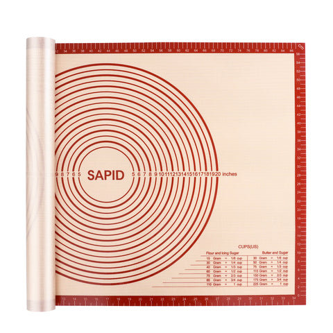 Sapid pastry mat top view with 24x36 red surface for easy rolling