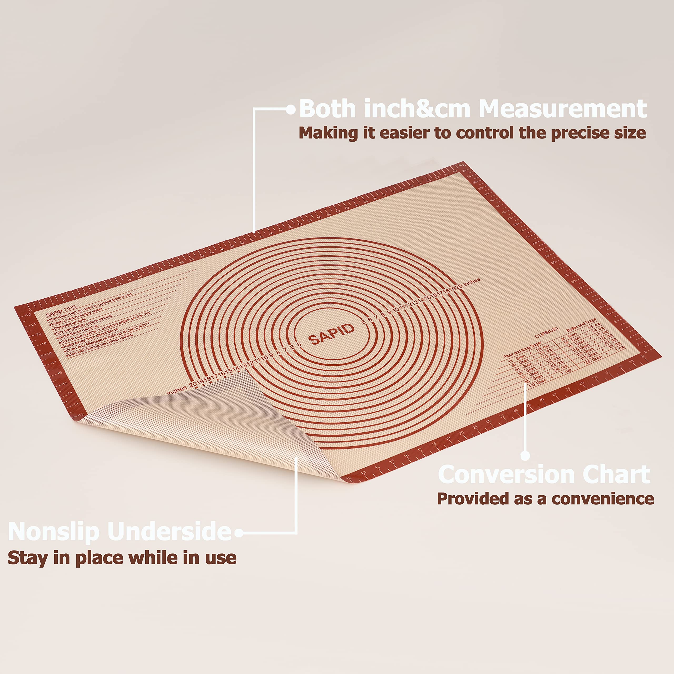 Sapid pastry mat uses food-grade silicone for safe food prep