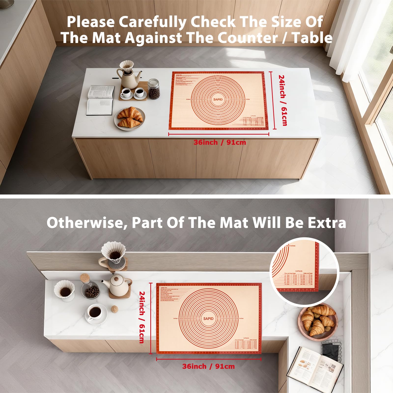 Sapid pastry mat measured in inches and cm aids precise rolling