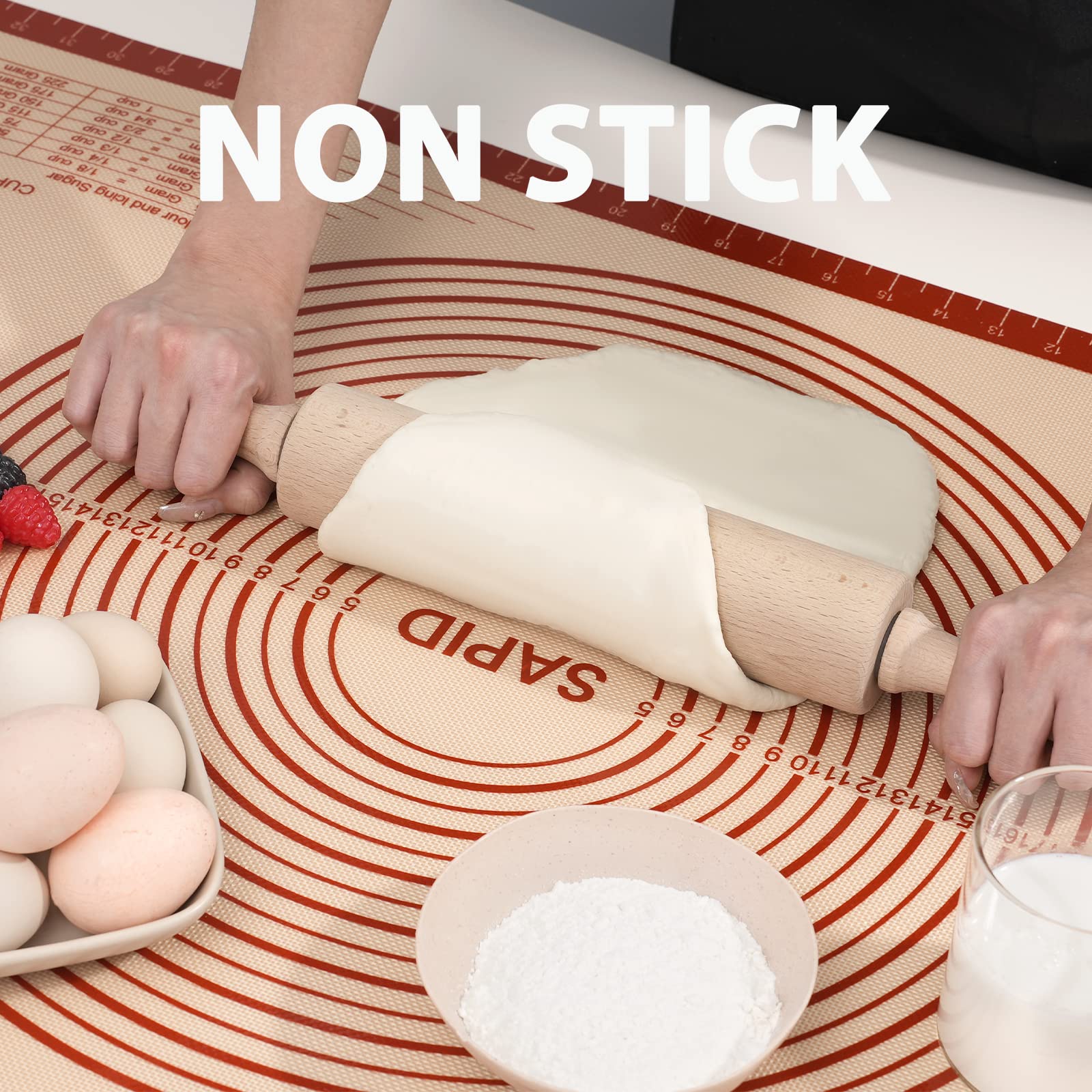 Sapid pastry mat nonstick surface reduces sticking during rolling