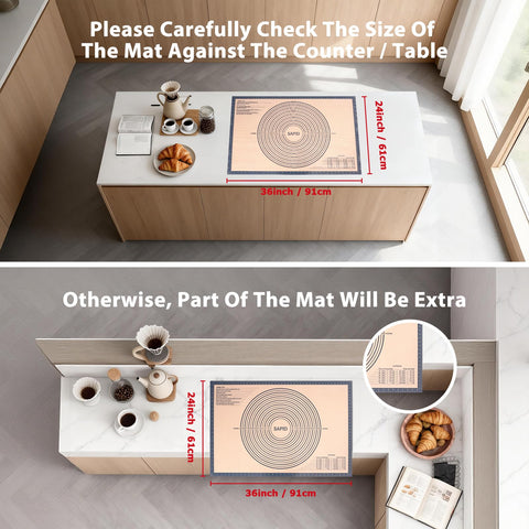 Sapid pastry mat shows inches and centimeters for precise sizing.