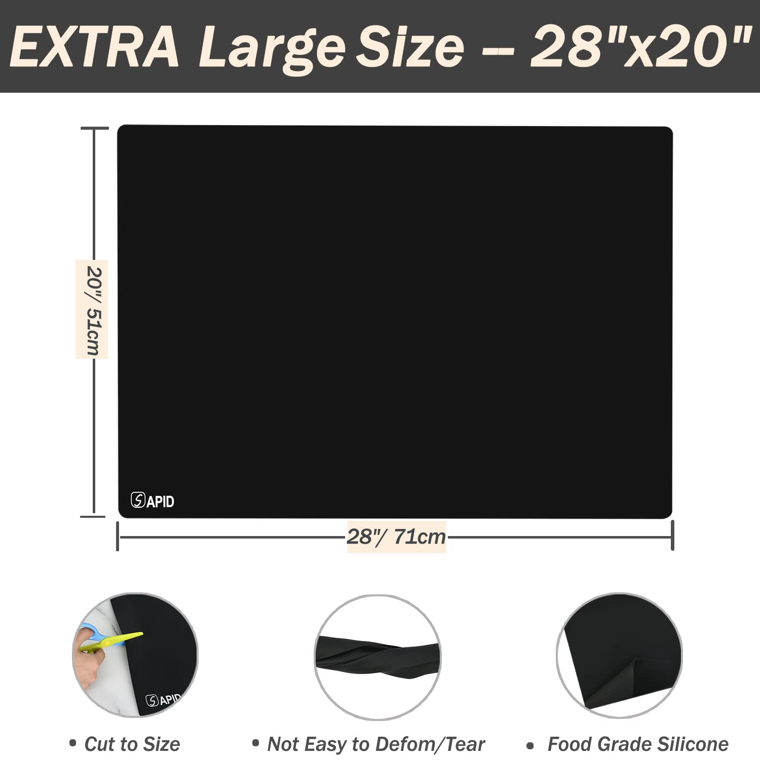 SAPID placemat with non-slip matte finish prevents sliding on counters