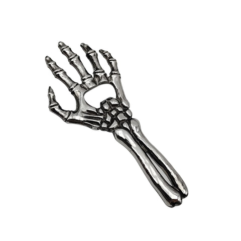Sarcidery Skeleton Bottle Opener with a 6-inch silver handle for durable leverage.