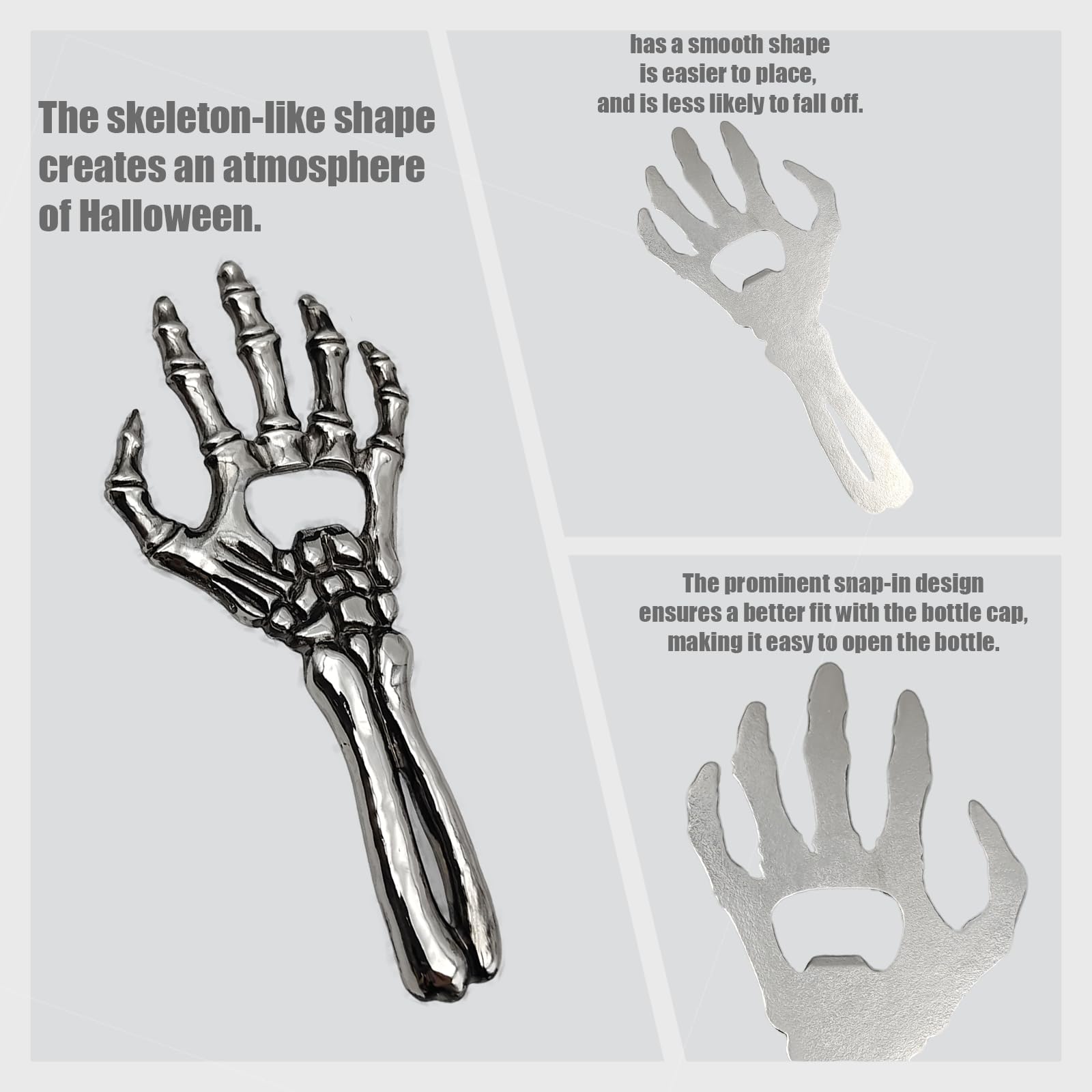 Sarcidery Skeleton Bottle Opener in use for fast cap removal.