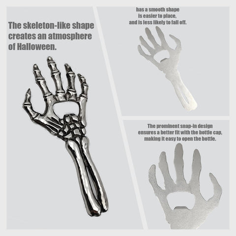Sarcidery Skeleton Bottle Opener in use for fast cap removal.