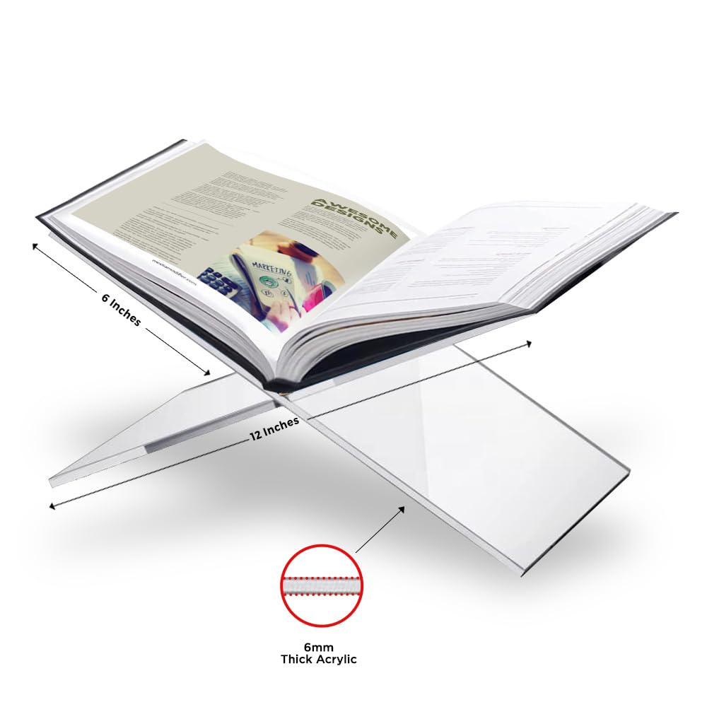 Sarvo Kitchen SK Acrylic Book Stand Large side view highlighting its slim profile for shelves