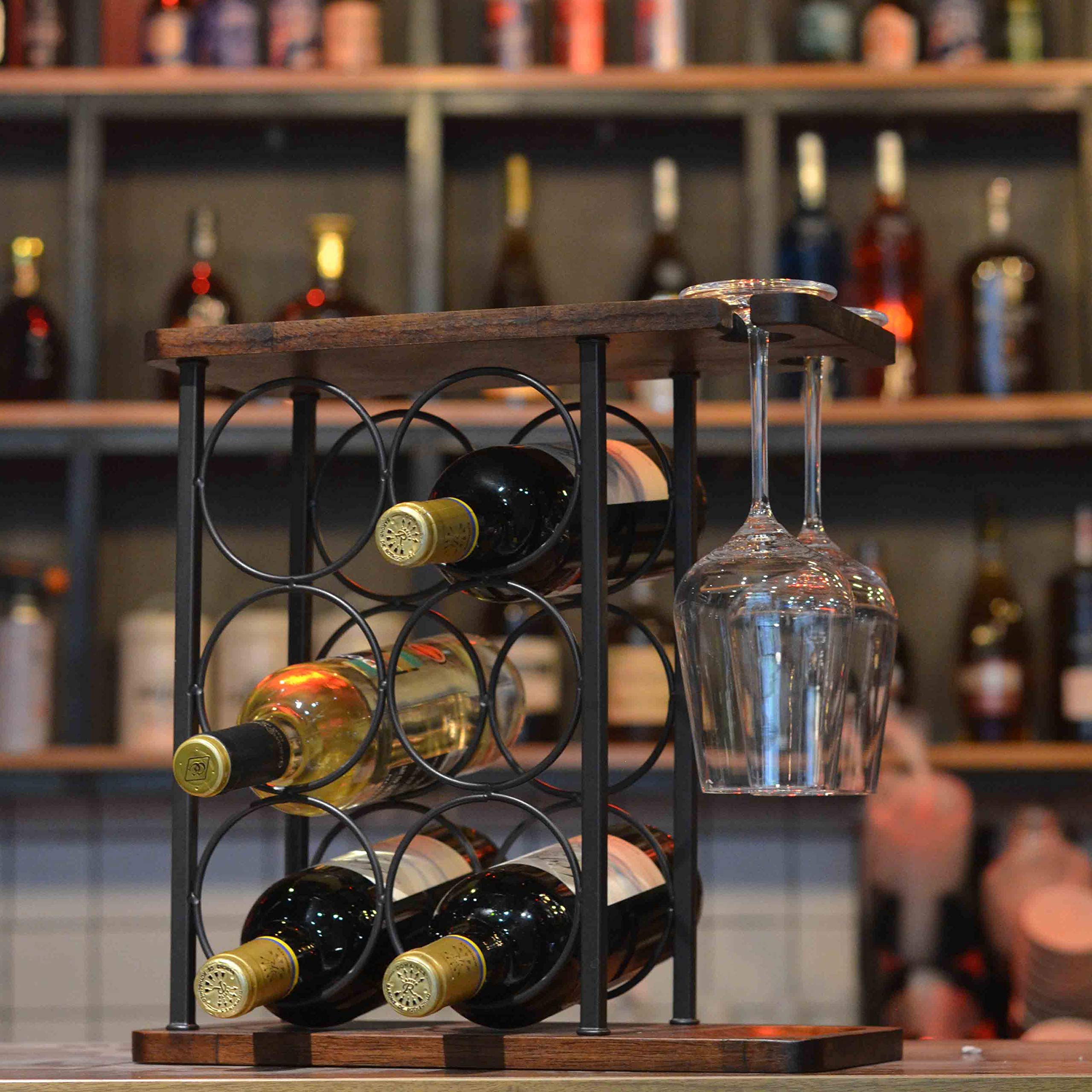 Top tray on SASIDO wine rack keeps small accessories within reach