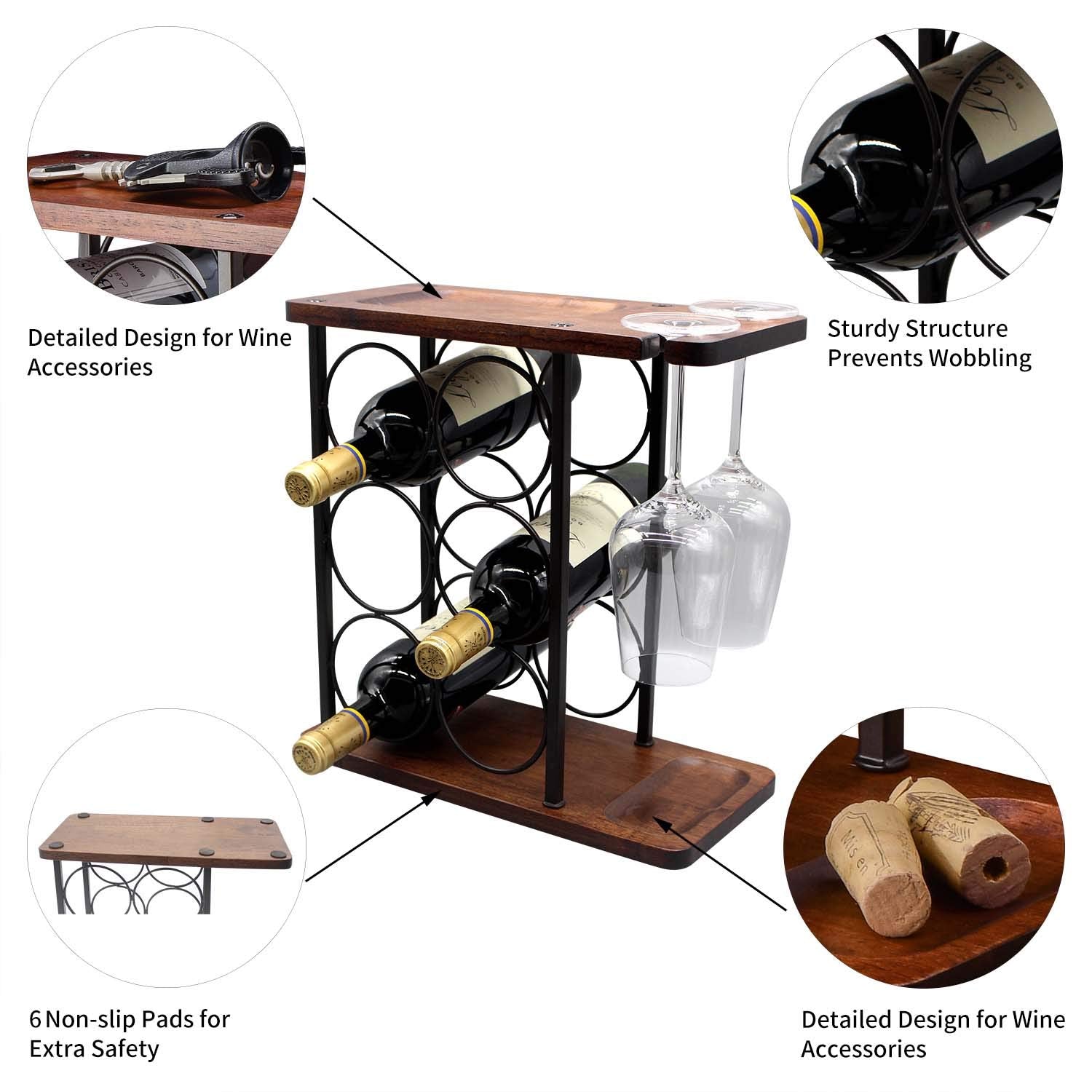 SASIDO wine rack includes a two-glass holder for easy serving