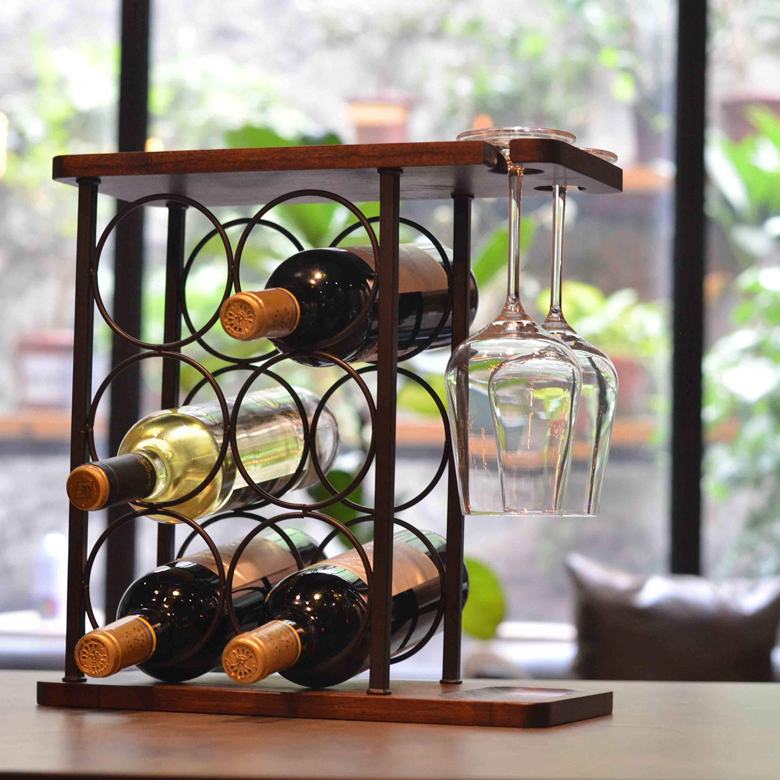 SASIDO wine rack displayed on a home bar with bottles